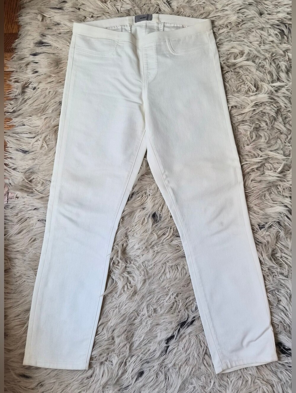 White Helmut Lang Waxed Slim Fit Cropped Jeans Size 29